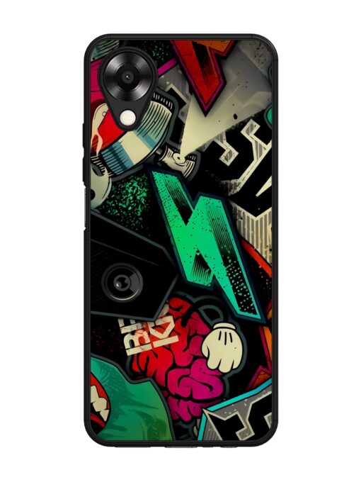 Graffiti Art Glossy Metal Phone Cover for Oppo A17K