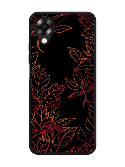 Red Floral Pattern Glossy Metal Phone Cover for Oppo A17K