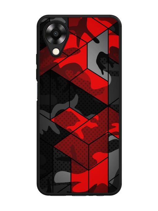 Royal Red Camouflage Pattern Glossy Metal Phone Cover for Oppo A17K