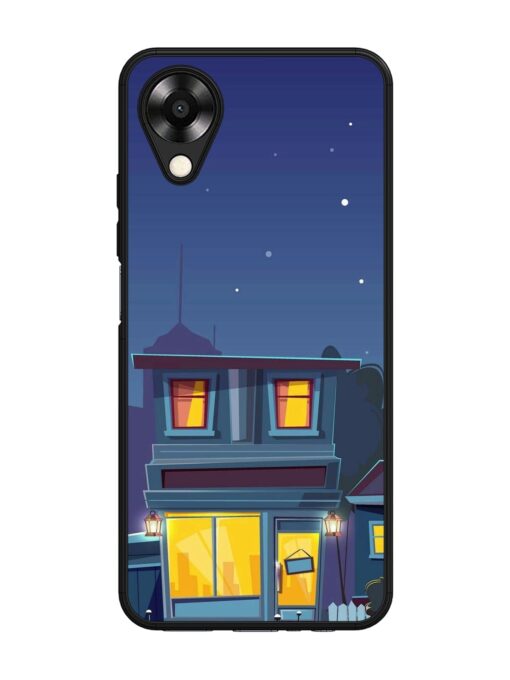 Vector Night House Glossy Metal Phone Cover for Oppo A17K