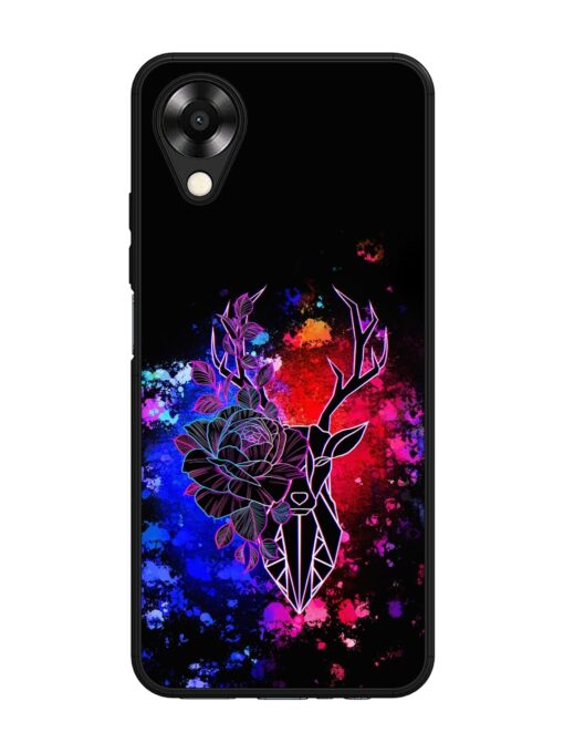 Floral Deer Art Glossy Metal Phone Cover for Oppo A17K