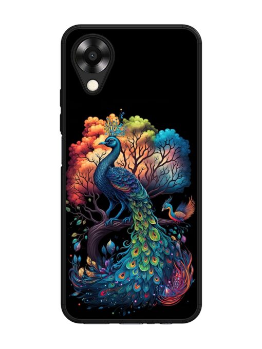 Peacock Tree Art Glossy Metal Phone Cover for Oppo A17K