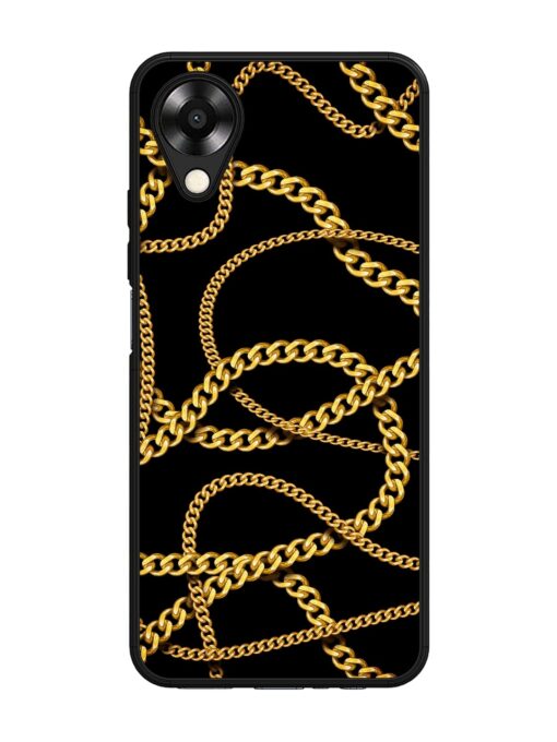 Decorative Golde Chain Glossy Metal Phone Cover for Oppo A17K