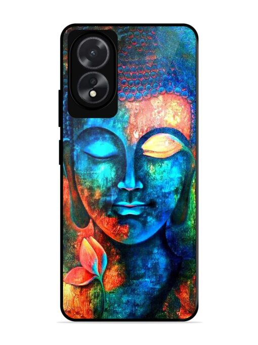 Buddha Painting Glossy Metal Phone Cover for Oppo A18 Zapvi