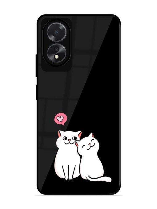 Cat Love Glossy Metal Phone Cover for Oppo A18 Zapvi