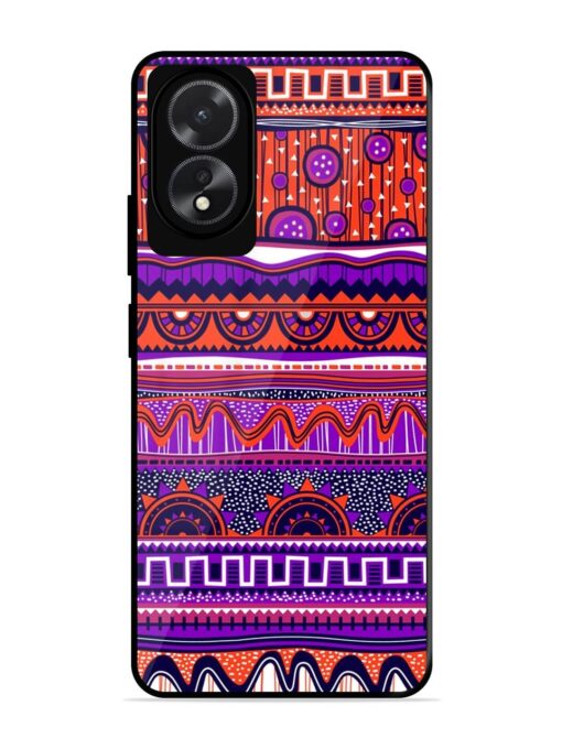 Ethnic Seamless Pattern Glossy Metal TPU Phone Cover for Oppo A18