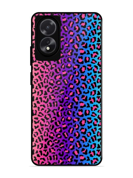 Colorful Leopard Seamless Glossy Metal Phone Cover for Oppo A18