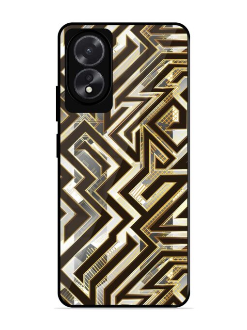 Technology Geometric Seamless Glossy Metal Phone Cover for Oppo A18 Zapvi