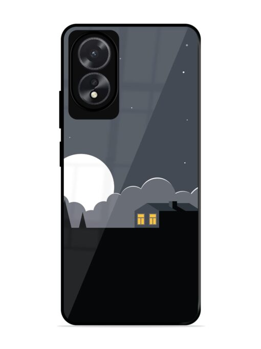 Full Moon Vector Art Glossy Metal Phone Cover for Oppo A18