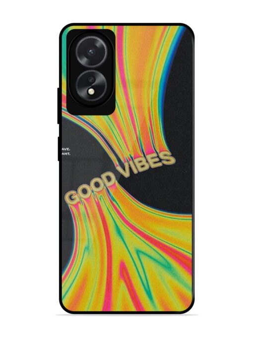 Good Vibes Glossy Metal Phone Cover for Oppo A18 Zapvi