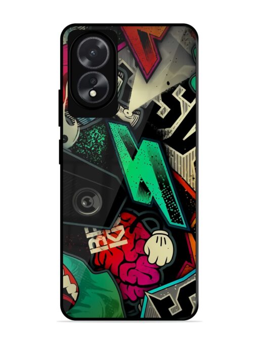 Graffiti Art Glossy Metal Phone Cover for Oppo A18 Zapvi