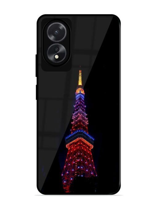 Eiffel Tower Night View Glossy Metal Phone Cover for Oppo A18 Zapvi