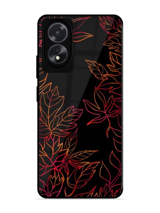 Red Floral Pattern Glossy Metal Phone Cover for Oppo A18