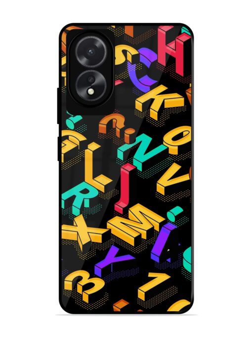 Seamless Pattern With Letters Glossy Metal Phone Cover for Oppo A18 Zapvi