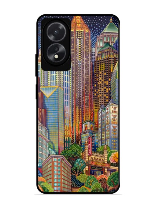 Cityscapes Art Glossy Metal Phone Cover for Oppo A18 Zapvi