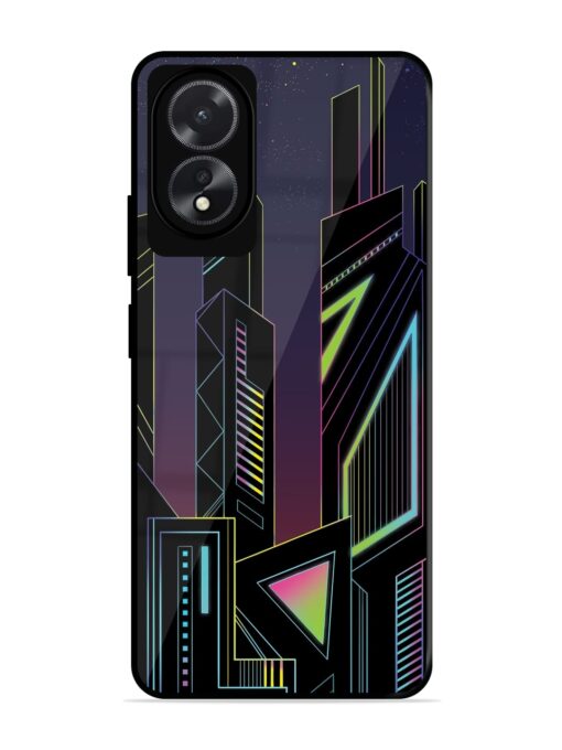 Neon Dreamscape Glossy Metal Phone Cover for Oppo A18 Zapvi