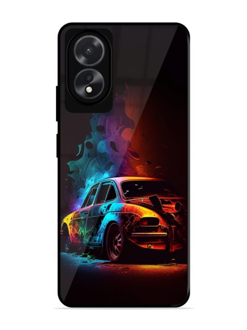 High Classic Car Art Glossy Metal Phone Cover for Oppo A18 Zapvi