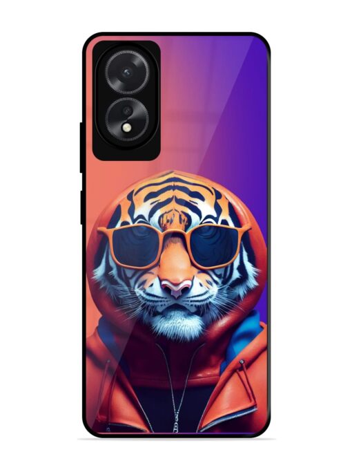 Tiger Animation Glossy Metal Phone Cover for Oppo A18