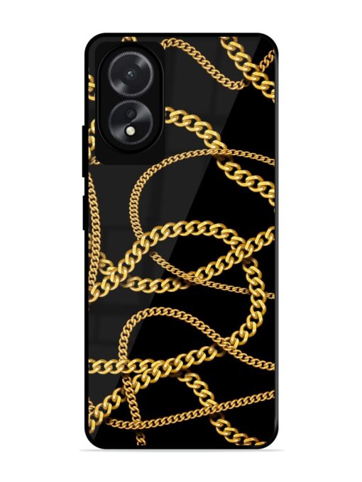 Decorative Golde Chain Glossy Metal Phone Cover for Oppo A18 Zapvi