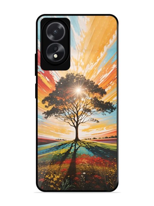 Abstract Tree Colorful Art Glossy Metal Phone Cover for Oppo A18 Zapvi