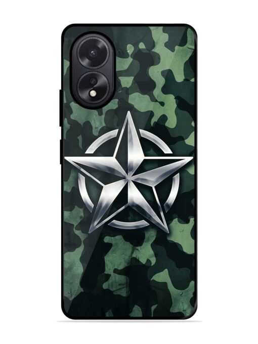 Indian Army Star Design Glossy Metal Phone Cover for Oppo A38 Zapvi