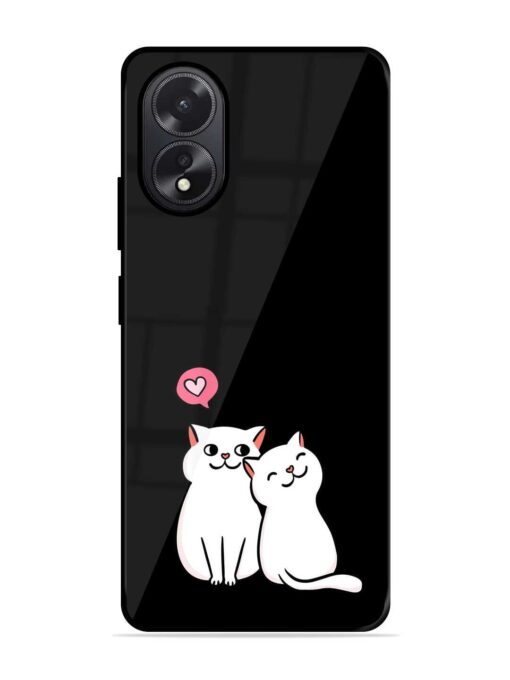 Cat Love Glossy Metal Phone Cover for Oppo A38