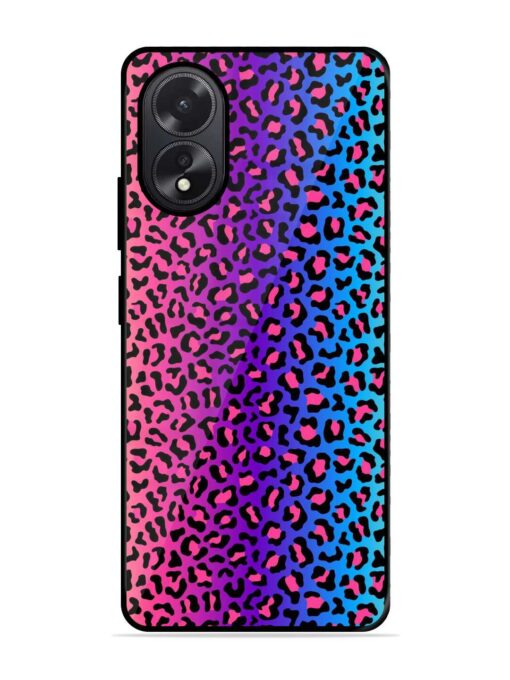 Colorful Leopard Seamless Glossy Metal Phone Cover for Oppo A38 Zapvi