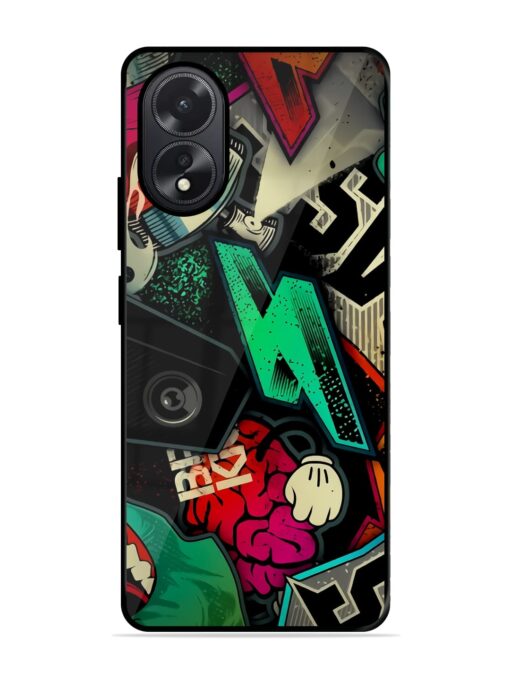 Graffiti Art Glossy Metal Phone Cover for Oppo A38 Zapvi