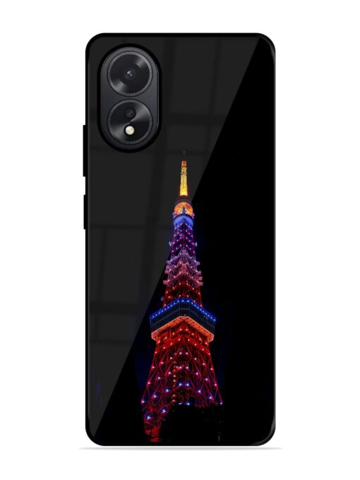 Eiffel Tower Night View Glossy Metal Phone Cover for Oppo A38 Zapvi