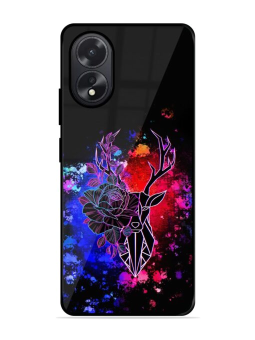 Floral Deer Art Glossy Metal Phone Cover for Oppo A38