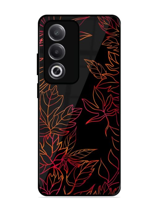 Red Floral Pattern Glossy Metal Phone Cover for Oppo A3 Pro (5G) Zapvi