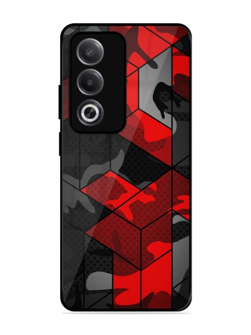 Royal Red Camouflage Pattern Glossy Metal Phone Cover for Oppo A3 Pro (5G) Zapvi