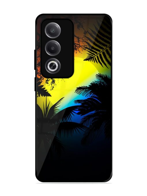 Colorful Sunset With Palm Trees Glossy Metal Phone Cover for Oppo A3 Pro (5G) Zapvi