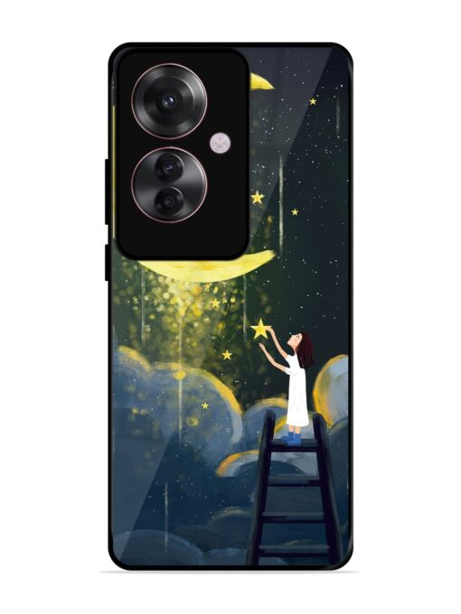 Moonlight Healing Night Illustration Glossy Metal TPU Phone Cover for Oppo F25 Pro (5G)