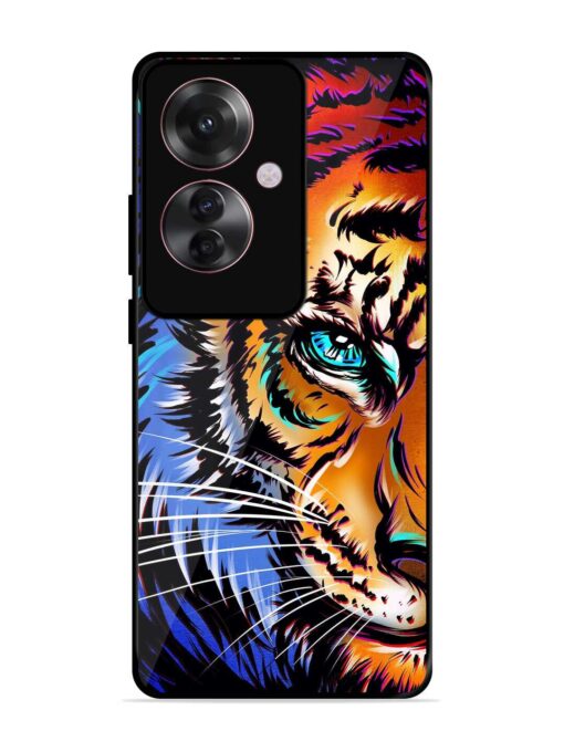 Colorful Lion Art Glossy Metal Phone Cover for Oppo F25 Pro (5G)