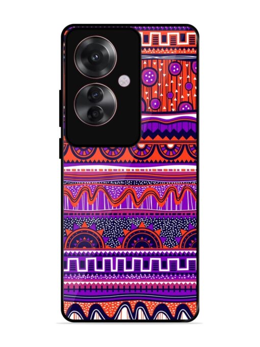 Ethnic Seamless Pattern Glossy Metal TPU Phone Cover for Oppo F25 Pro (5G)