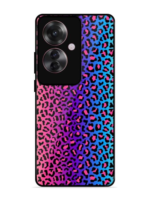 Colorful Leopard Seamless Glossy Metal Phone Cover for Oppo F25 Pro (5G)