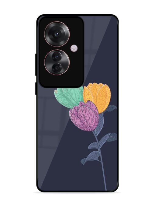 Flower Vector Glossy Metal Phone Cover for Oppo F25 Pro (5G)