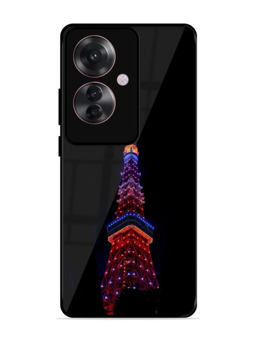 Eiffel Tower Night View Glossy Metal Phone Cover for Oppo F25 Pro (5G)