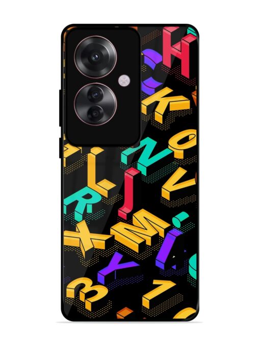 Seamless Pattern With Letters Glossy Metal Phone Cover for Oppo F25 Pro (5G) Zapvi