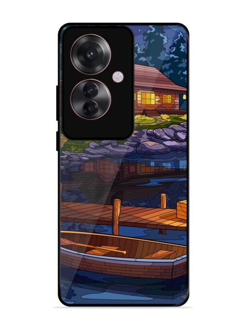 Village Night Scene Glossy Metal Phone Cover for Oppo F25 Pro (5G)