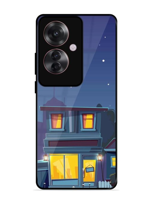 Vector Night House Glossy Metal Phone Cover for Oppo F25 Pro (5G)