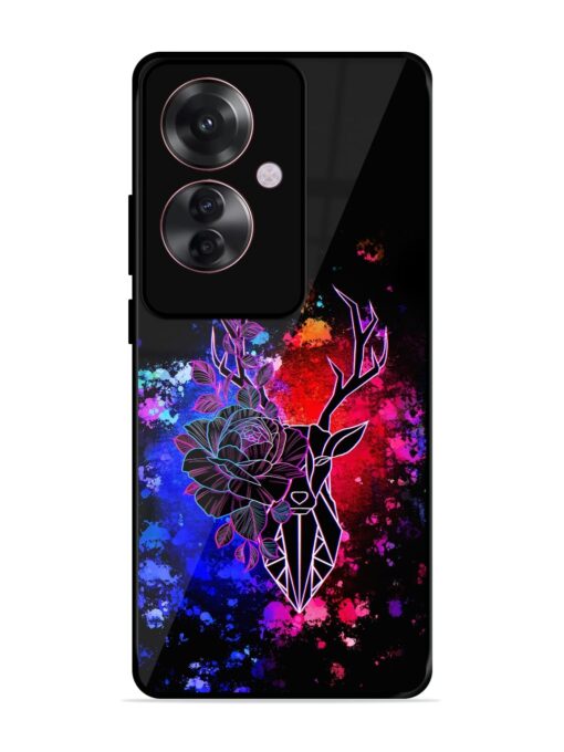 Floral Deer Art Glossy Metal Phone Cover for Oppo F25 Pro (5G) Zapvi