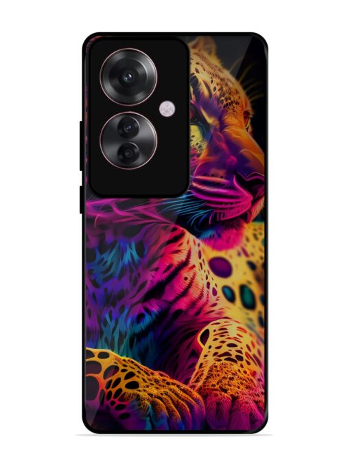 Leopard Art Glossy Metal Phone Cover for Oppo F25 Pro (5G)