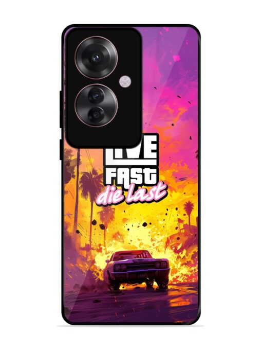 Live Fast Glossy Metal Phone Cover for Oppo F25 Pro (5G)