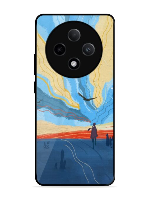 Minimal Abstract Landscape Glossy Metal Phone Cover for Oppo F27 Pro Plus (5G)