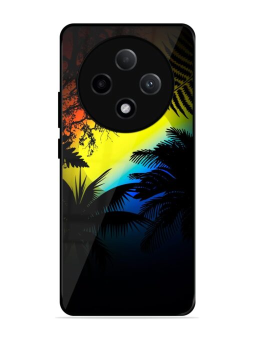 Colorful Sunset With Palm Trees Glossy Metal Phone Cover for Oppo F27 Pro Plus (5G) Zapvi