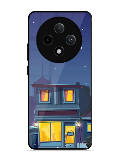 Vector Night House Glossy Metal Phone Cover for Oppo F27 Pro Plus (5G)