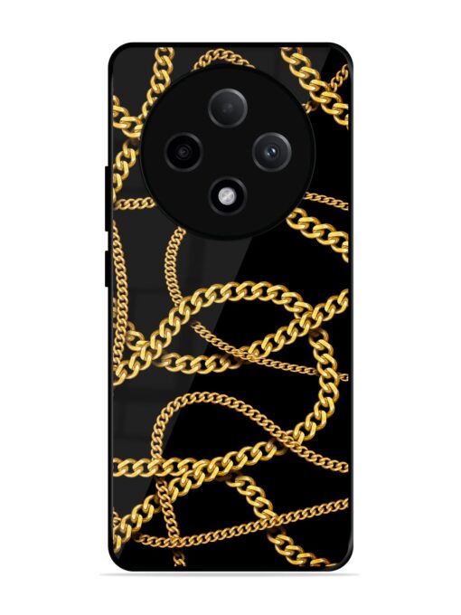 Decorative Golde Chain Glossy Metal Phone Cover for Oppo F27 Pro Plus (5G) Zapvi