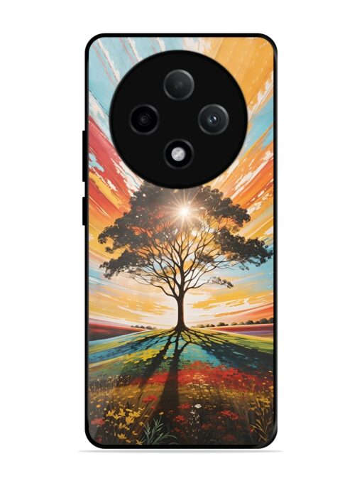 Abstract Tree Colorful Art Glossy Metal Phone Cover for Oppo F27 Pro Plus (5G) Zapvi